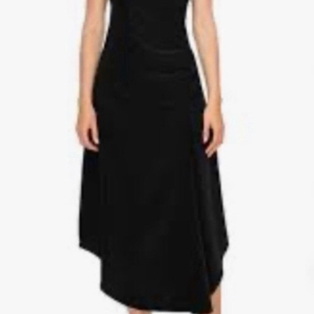 Melloday Black Spaghetti Strap Asymmetrical Dress